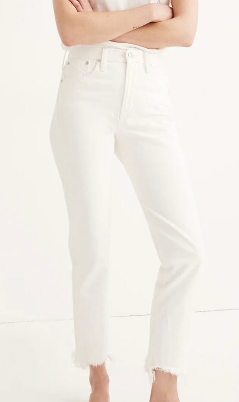 Madewell The Perfect Summer Jeans White Destructed Hem Edition 27